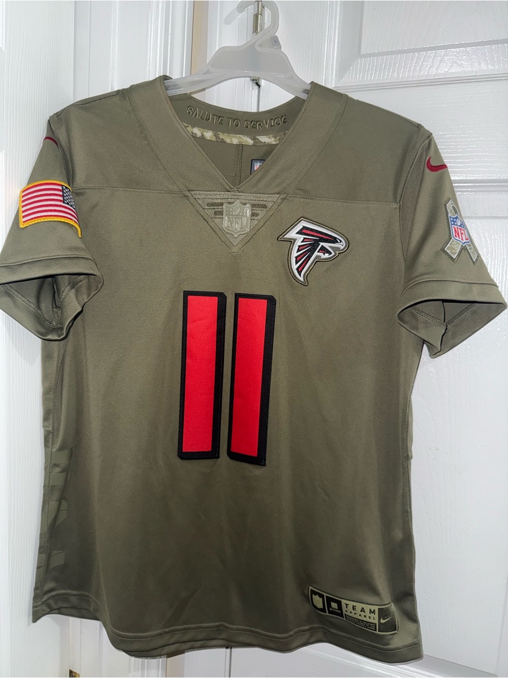 Nike Men’s Atlanta Falcons Olive Jersey with Red Accents #11